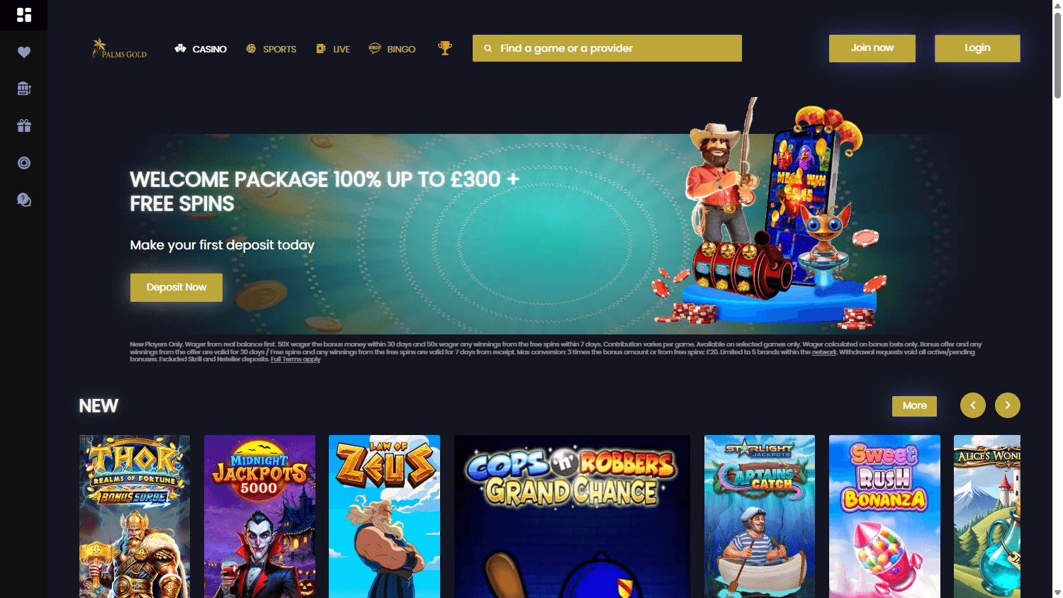 PalmsGold Casino Desktop screenshot