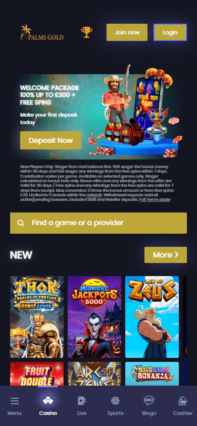 PalmsGold Casino Mobile screenshot